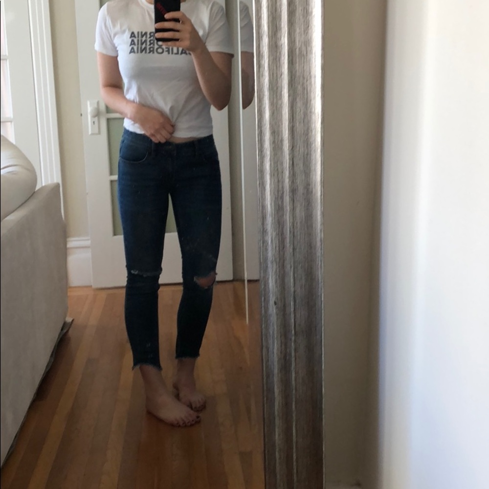 Free People LowRise Destroyed AnkleBoyfriend Jeans